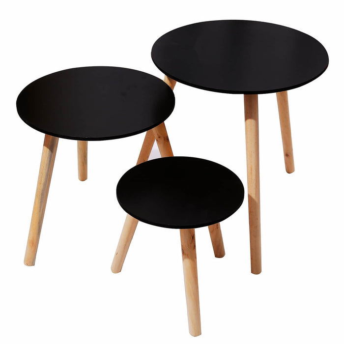 Set 3 mesas de centro madera negra 20FXP4221-5