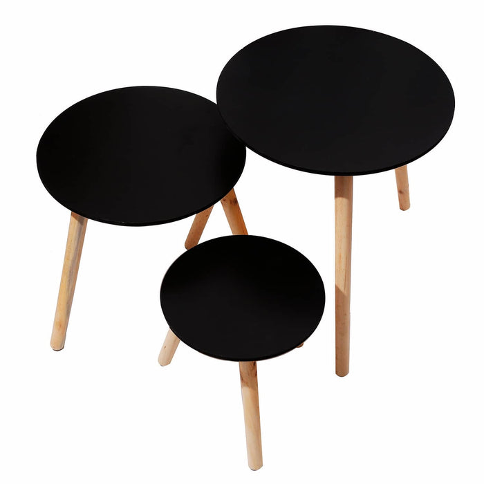 Set 3 mesas de centro madera negra 20FXP4221-5