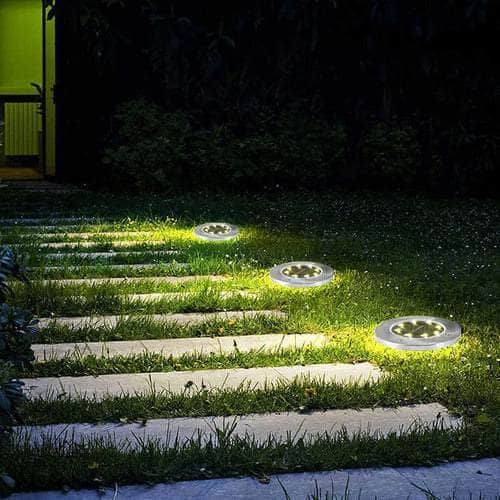 Set 4 focos led carga solar para jardín con estaca 20JXP635