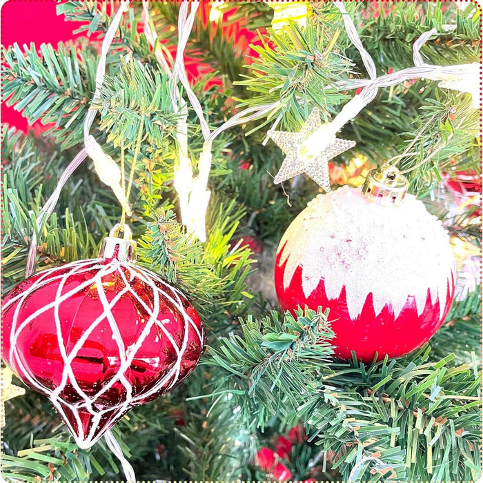 Set 50 adornos navideños blanco/rojo EG01-1688-0960-AL