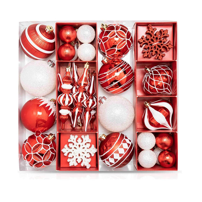 Set 50 adornos navideños blanco/rojo EG01-1688-0960-AL