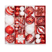 Set 50 adornos navideños blanco/rojo EG01-1688-0960-AL