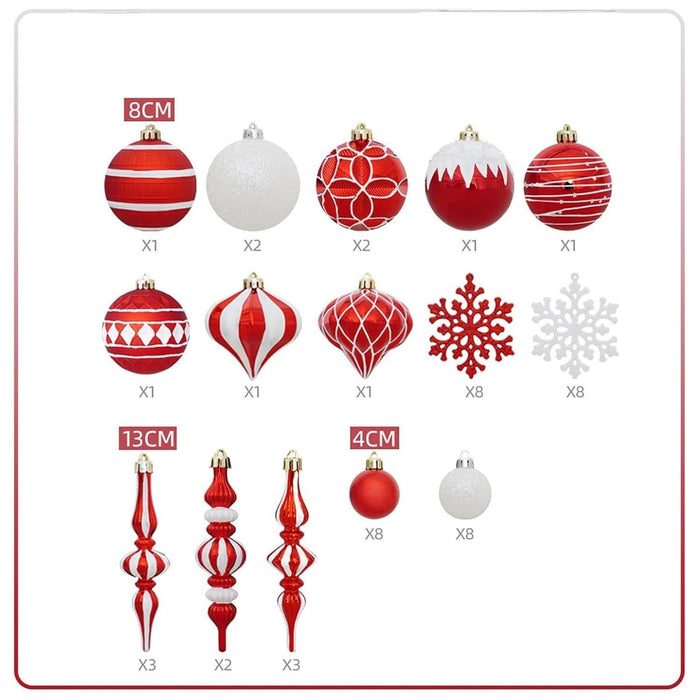 Set 50 adornos navideños blanco/rojo EG01-1688-0960-AL