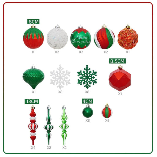 Set 50 adornos navideños rojo/verde EG01-1688-0958-AL