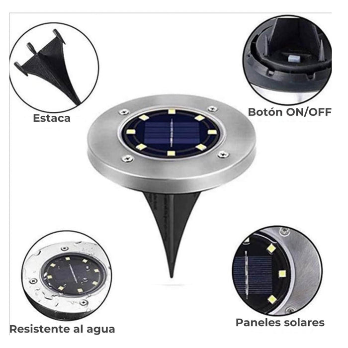 Set 6 focos led carga solar para jardín con estaca 20JXP635X6