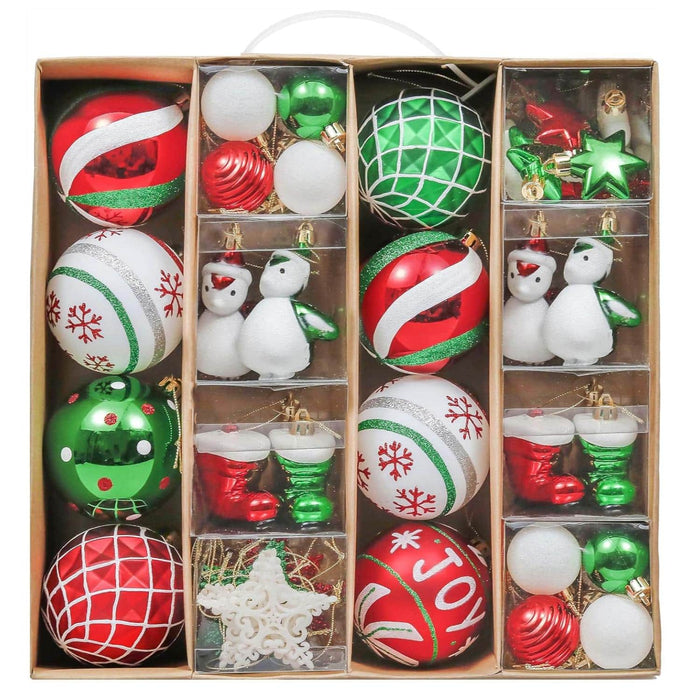 Set 60 adornos navideños blanco/rojo EG0101-0277