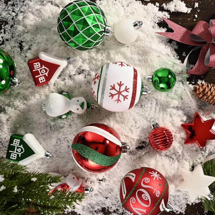 Set 60 adornos navideños blanco/rojo EG0101-0277