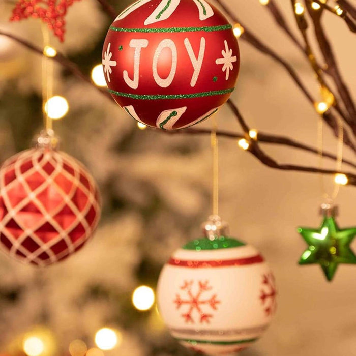 Set 60 adornos navideños blanco/rojo EG0101-0277