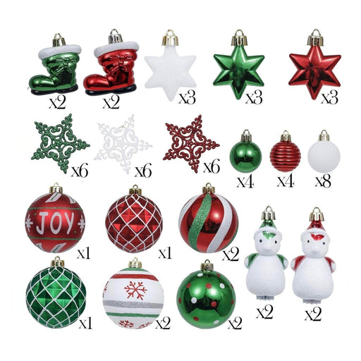 Set 60 adornos navideños blanco/rojo EG0101-0277