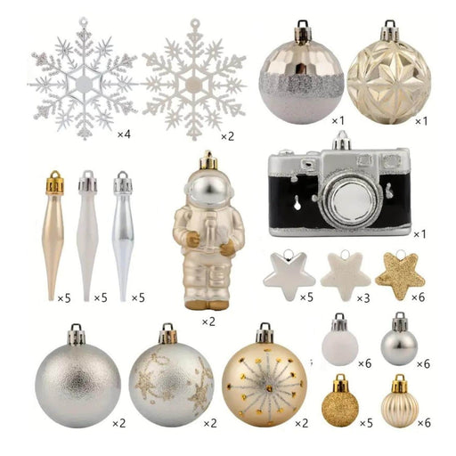 Set 70 adornos navideños astronauta blanco/dorado EG01-1688-0955-AL