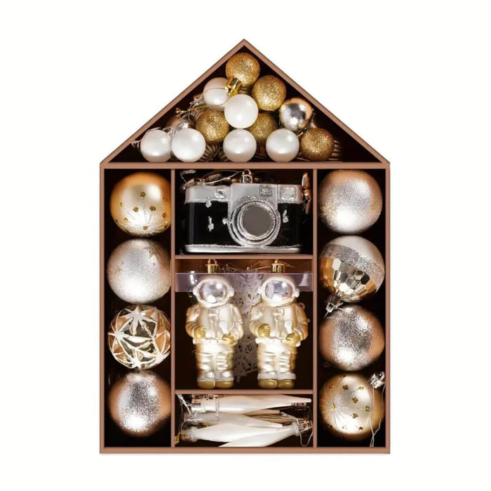 Set 70 adornos navideños astronauta blanco/dorado EG01-1688-0955-AL