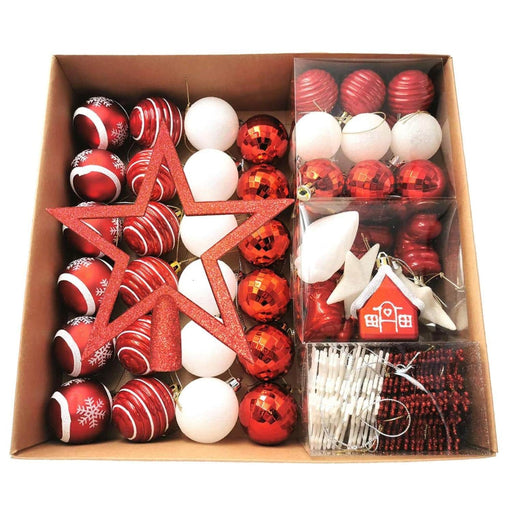 Set 80 adornos navideños rojo/blanco EG01-1688-0512-AL