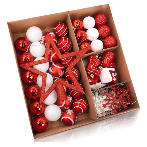 Set 80 adornos navideños rojo/blanco EG01-1688-0512-AL