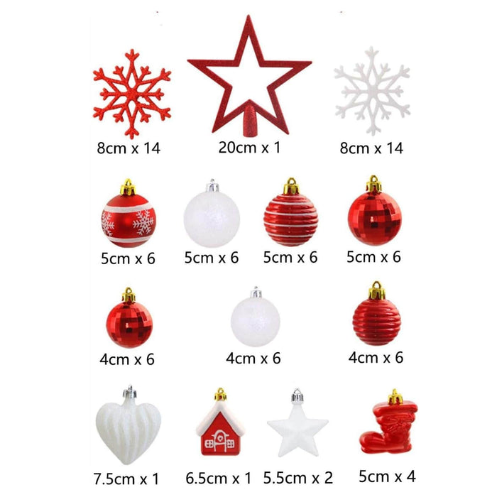 Set 80 adornos navideños rojo/blanco EG01-1688-0512-AL