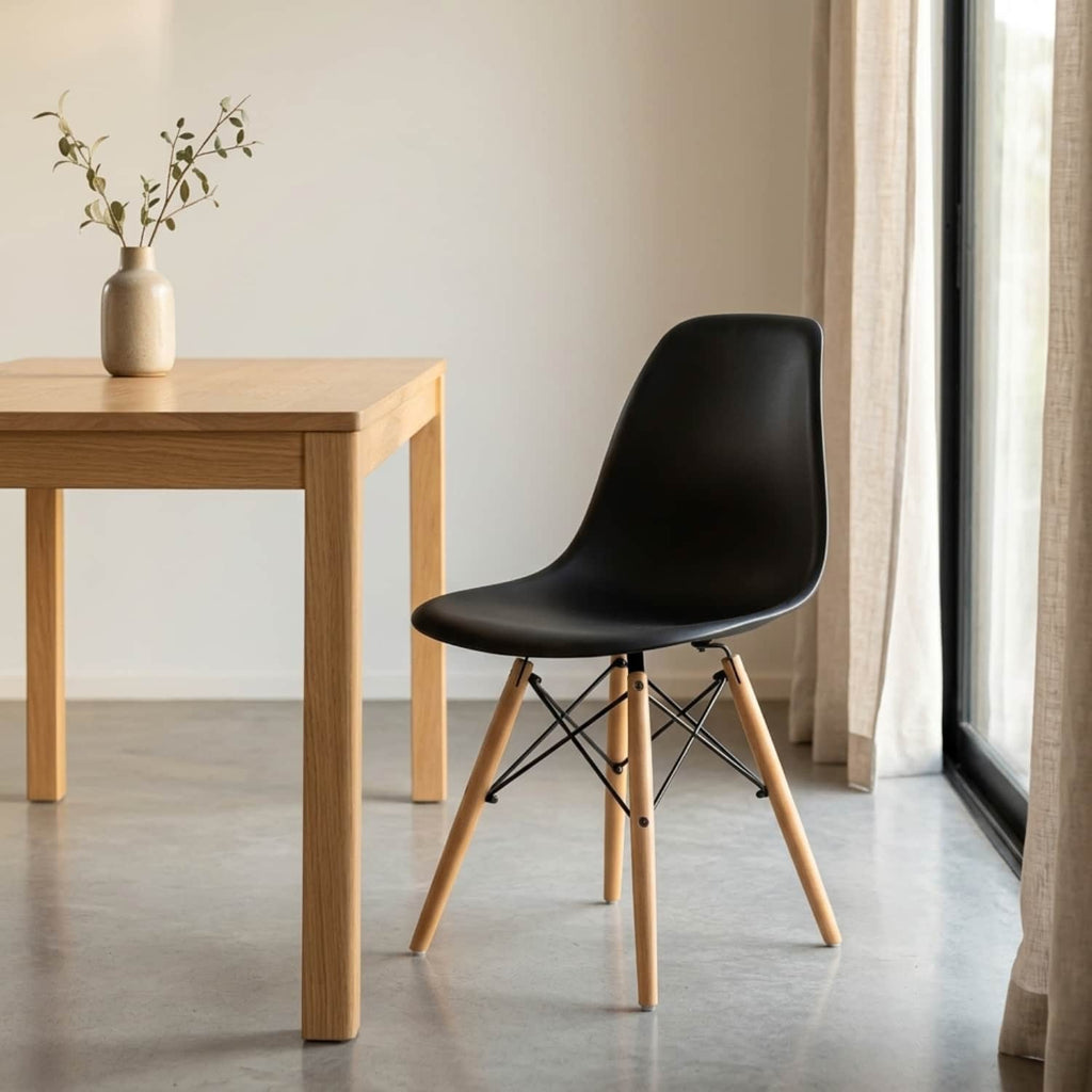 Silla de comedor estilo eames negra