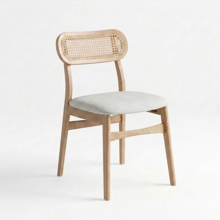 Silla de comedor nórdica de madera y ratán DPX794