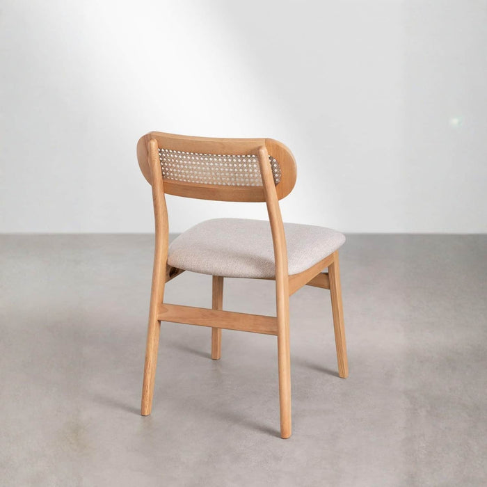 Silla de comedor nórdica de madera y ratán DPX794