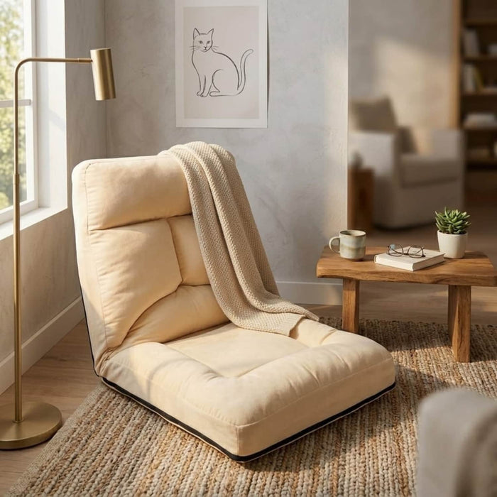 Sofá puff de piso reclinable beige DDT9739
