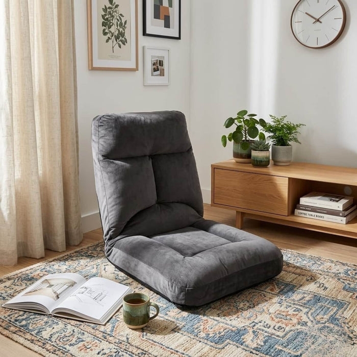 Sofá puff de piso reclinable gris DDT9742