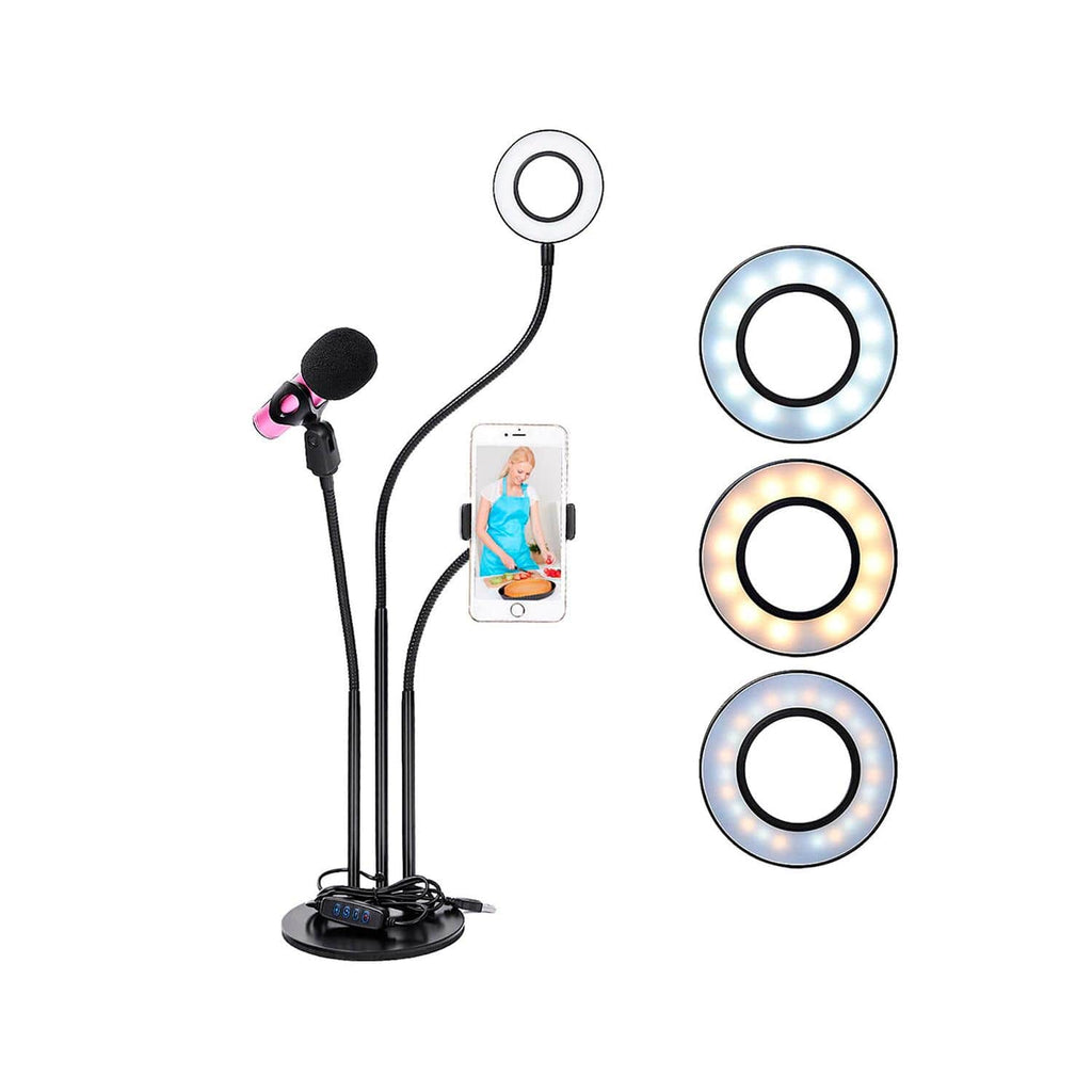 Aro de Luz Led Ajustable de 26cm con Tripode + Soporte