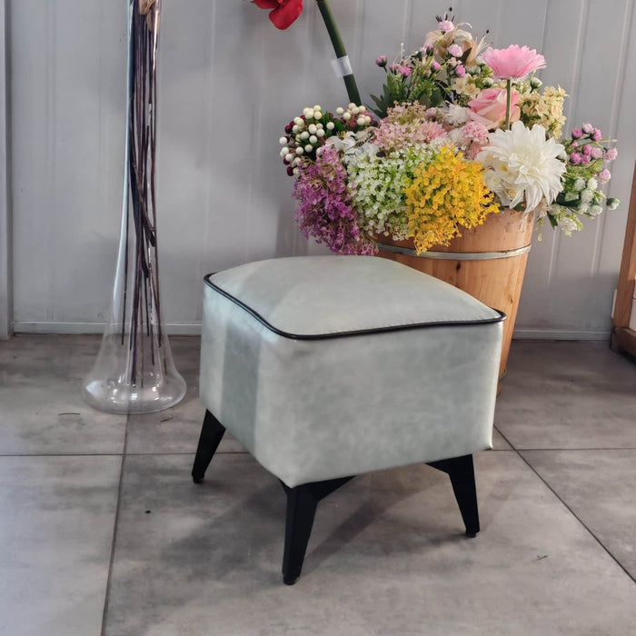 Taburete reposapiés otomano cuadrado eco cuero gris DDT6264