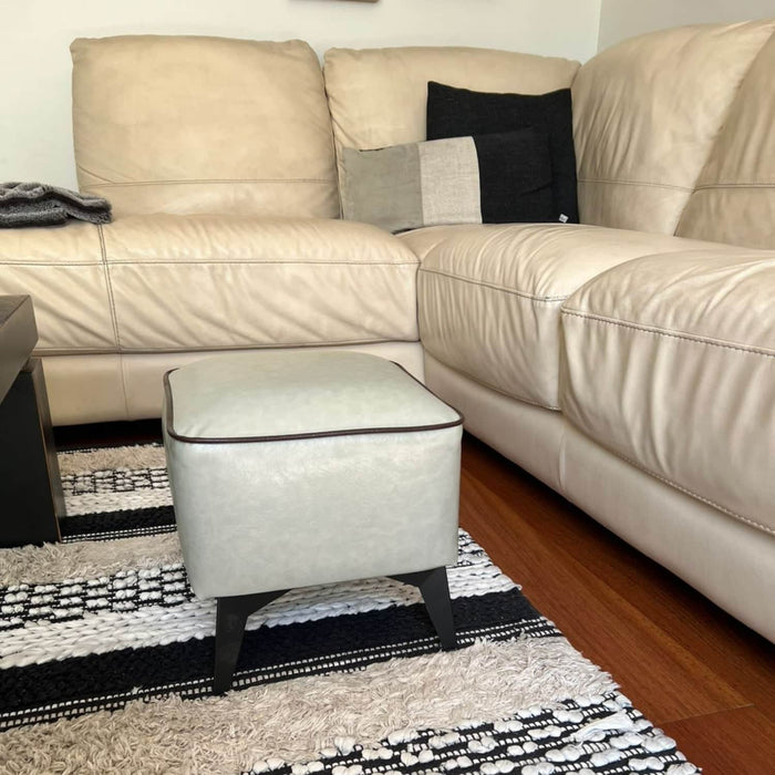 Taburete reposapiés otomano cuadrado eco cuero gris DDT6264