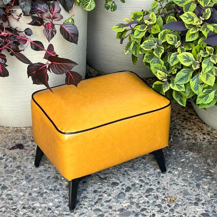 Taburete reposapiés otomano rectangular eco cuero caramelo DDT6265