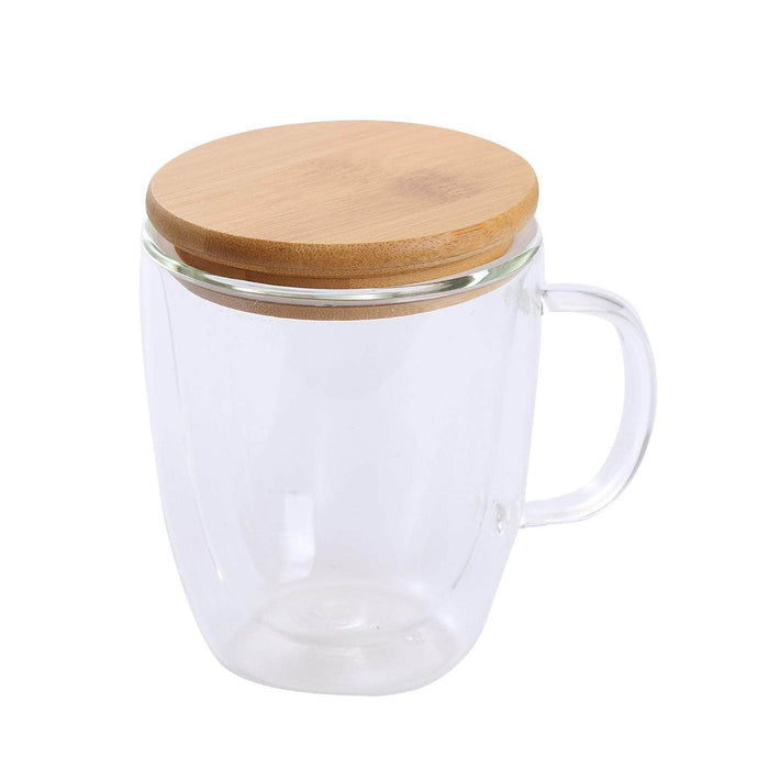 Tazón mug doble pared con tapa bambú 22YXP3080