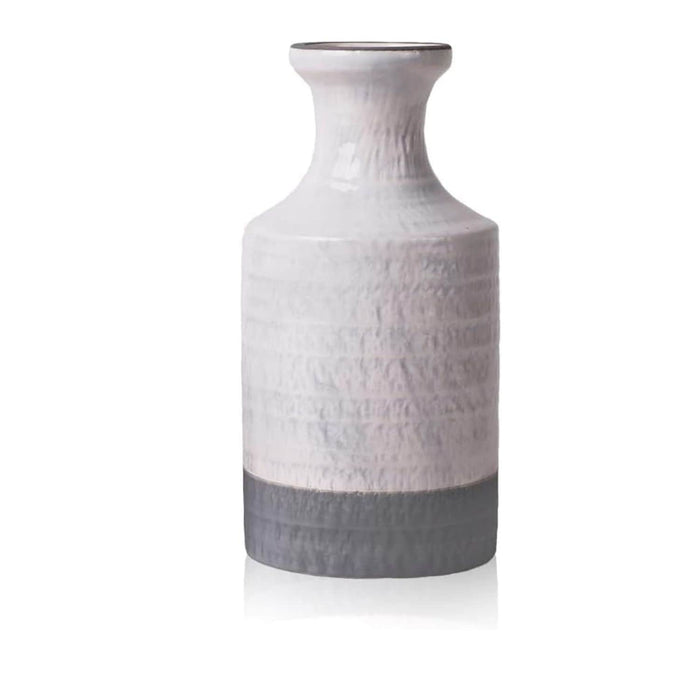 Set 2 jarrones de cerámica bicolor blanco/gris TLS19HP016