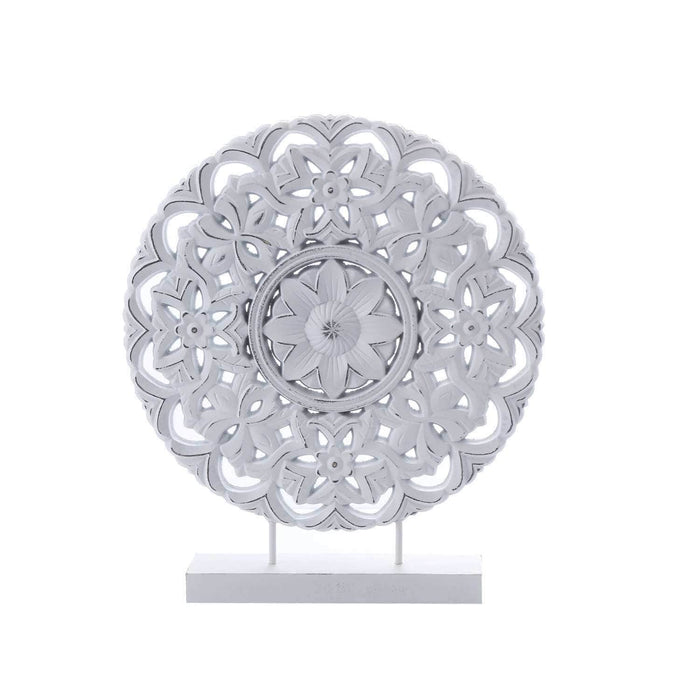Totem decorativo diseño flor blanco 38 cm C18XP12-8