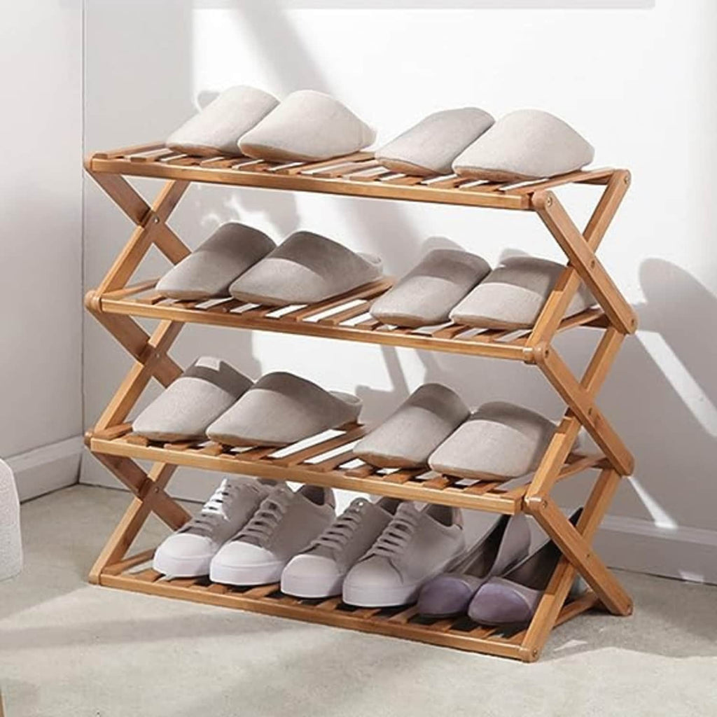 Zapatero plegable de madera con 4 niveles 70x25x68 cm
